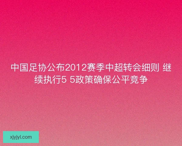中国足协公布2012赛季中超转会细则 继续执行5 5政策确保公平竞争