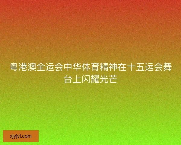粤港澳全运会中华体育精神在十五运会舞台上闪耀光芒